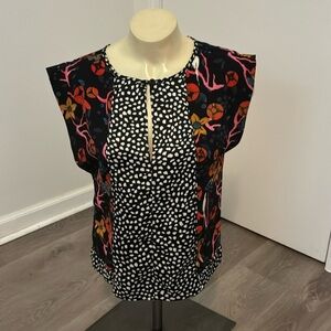 RACHEL Rachel Roy Spotted Floral Bird Top